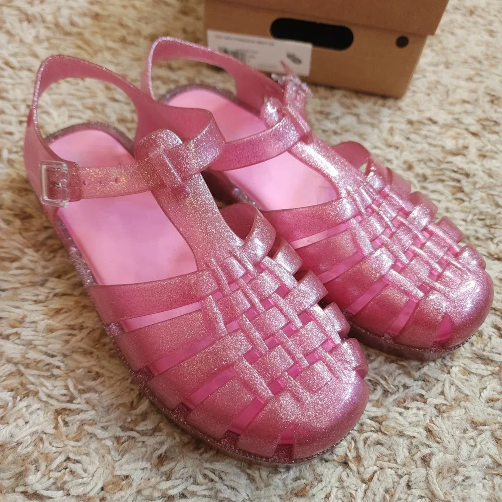 Mini Melissa Possession Shiny INF Sandals Kids Size 4 Glitter Pink Jelly Shoes